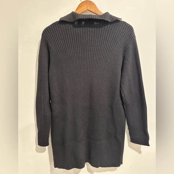 JEANNE PIERRE Vintage Single Clasp Black Cotton Long Lined Cardigan Size S - Picture 3 of 4